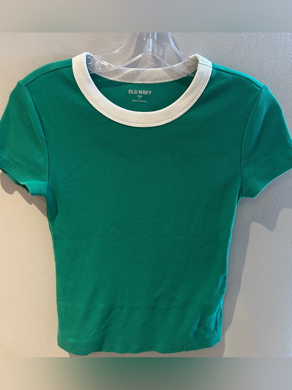 Old Navy Emerald Green Crewneck with White Trim